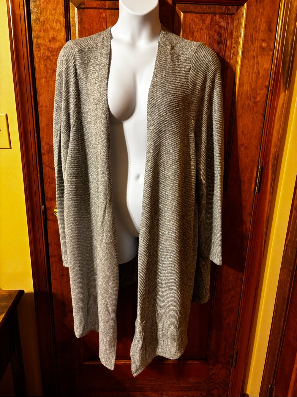 Lane Bryant Open-Front Longline Cardigan in Heather Gray